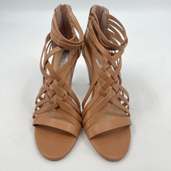 INC International Concepts Tan High Heel Sandals | Open Toe, Zip Closure - Picture 3 of 8